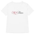Red and Black Mo Flames White V-Neck Shirt - Image 5